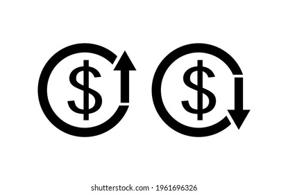 Icono de aumento de costes en fondo blanco