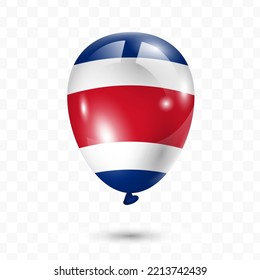 Ilustración vectorial del globo de bandera de Costa Rica sobre fondo transparente (PNG). Globos de bandera ondeando para las celebraciones del Día de la Independencia.