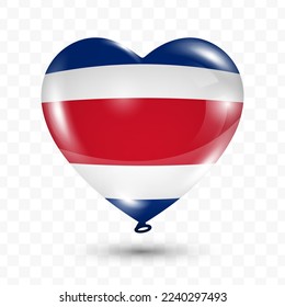 Vector illustration of a Costa Rica country love balloon on transparent background (PNG). Flying love balloons for Independence Day celebration.