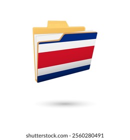 Vector illustration of Costa Rica flag isolated in file folder on white background.