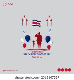 Vector illustration of Costa Rica Independence Day social media story feed template