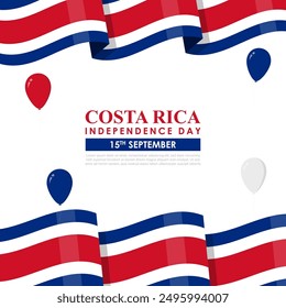 Plantilla de alimentación de medios sociales del Día de la Independencia de Ilustración vectorial de Costa Rica