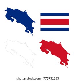 vector illustration of Costa Rica map and flag