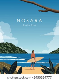 Vector illustration. Costa Rica, poster design, postcard, banner, cover. Modern design. Poster on the wall. Tourism, travel.