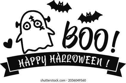 Vector illustration of a costumed ghost, Halloween label design