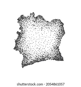 Vector Illustration of Cote d'Ivoire Country Map. Graphic Design Elements of Earth or Globe for Education and Travel.