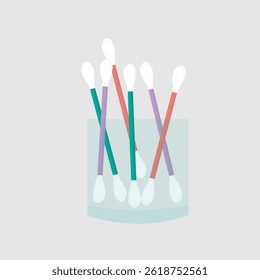 vector illustration of cotton bud in its place