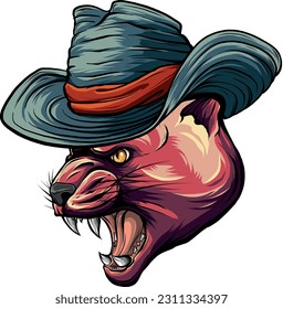 ilustración vectorial de sombrero de vaquero Cougar sobre fondo blanco