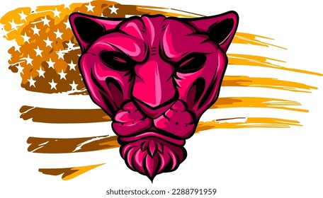 Vector illustration of cougar head graphic design on white background