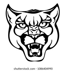 Vector illustration of cougar head. Tattoo style