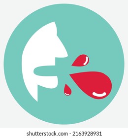 Vector illustration of coughing bloody icon