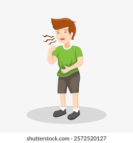 Vector illustration of a coughing child
