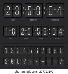 Vector illustration of countdown timer and narrow scoreboard numbers