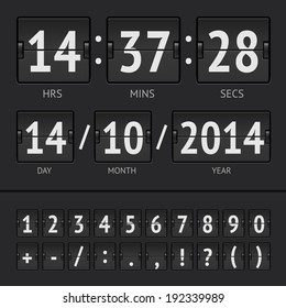 Vector illustration of countdown timer and scoreboard numbers