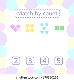 vector illustration. counting game for preschool children. mathematical game. count the items in the picture and choose the right answer. rebus for children. rhombus, star, square, circle.