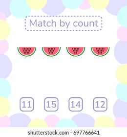 vector illustration. counting game for preschool children. mathematical game. count the items in the picture and choose the right answer. rebus for children. watermelon seeds