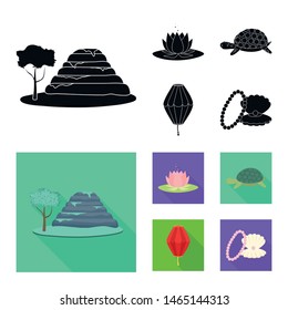 Vector illustration of country and asia symbol. Set of country and oriental stock vector illustration.