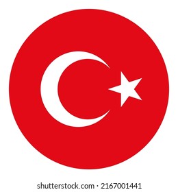 Vector illustration of the country flag of Turkish in a circle isolated on a white background