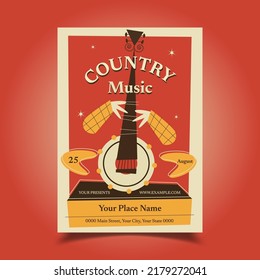 Vector Illustration Of Country Music Flyer, Poster