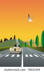 Vector illustration of country road