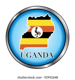Vector Illustration for the country of Uganda Round Button.