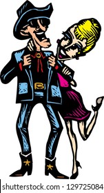 Vector Illustration Of Country Western Couple