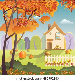 Vector illustration of countryside autumn