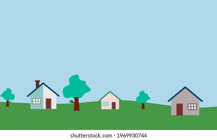 Ilustración vectorial del campo,Ilustración vectorial de una casa