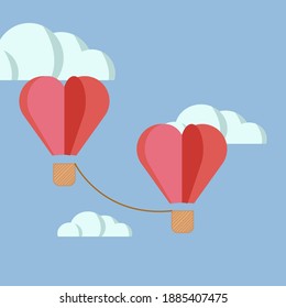 Vector Illustration of a couple of balloon fly together. suitable for wallpaper, background, poster