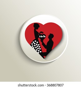 Vector illustration of couple, boy proposing girl  design for valentine day.