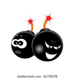 Vector illustration of couple cartoon bombs