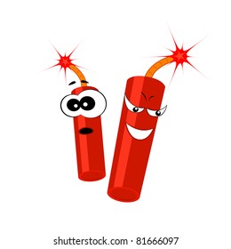 Vector illustration of couple cartoon dynamites