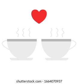 Vector illustration A couple of coffee cup with heart 
