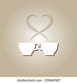 Vector Illustration of couple coffee cups