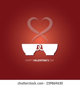 Vector Illustration of couple coffee cups with the inscription "Be my Coffeentine"