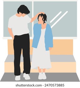 vector illustration of couple communication care