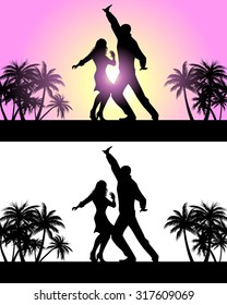 Vector illustration of a couple dancing latin dances