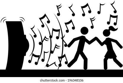 Vector / illustration. A couple is dancing on music.