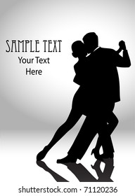 vector illustration of a couple dancing in silhouette
