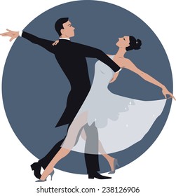 Vector illustration of a couple dancing waltz, no transparencies, ESP 8