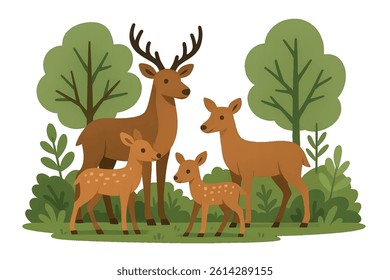 Vector illustration of a couple of deers