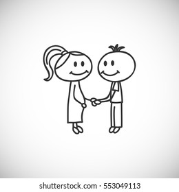 Vector illustration of couple expecting a baby (cartoon doodle)