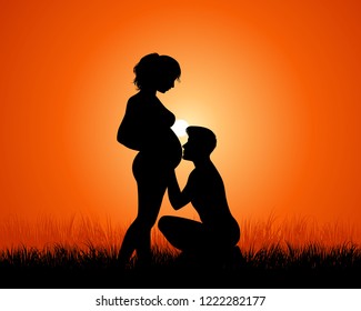 Vector illustration of a couple expecting a child