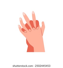 Vektorgrafik eines Händchenhaltens, das Unterstützung und Einheit symbolisiert. Ein einfaches Design, das eine Geste mit gekreuzten Fingern auf weißem Hintergrund darstellt.