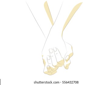 Vector illustration of couple holding hands.