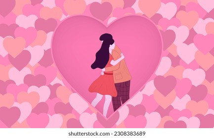 Vector illustration of couple hugging