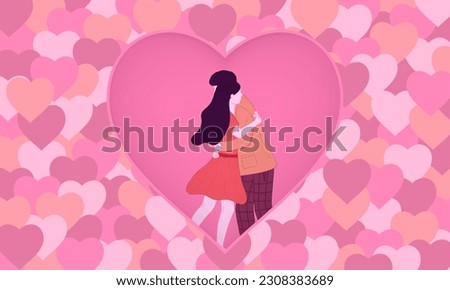 Vector illustration of couple hugging