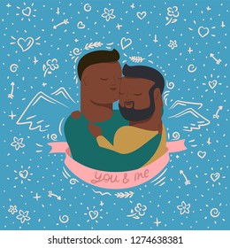 vector illustration of couple in hugs