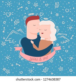 vector illustration of couple in hugs