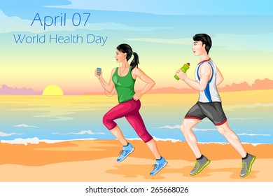 vector illustration of couple jogging for wellness